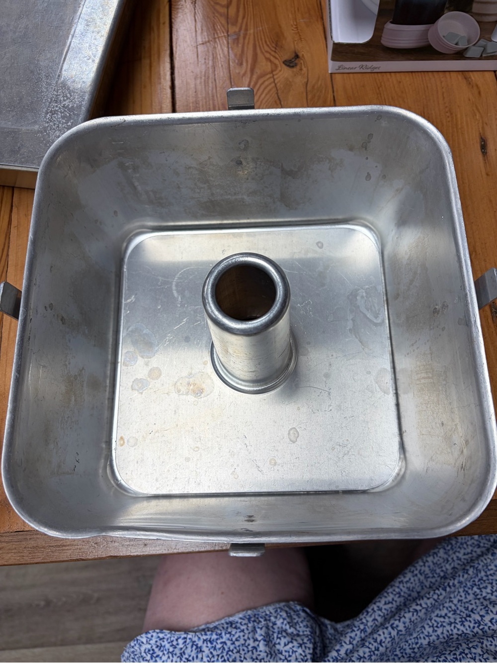 Vintage aluminum square angel food cake pan